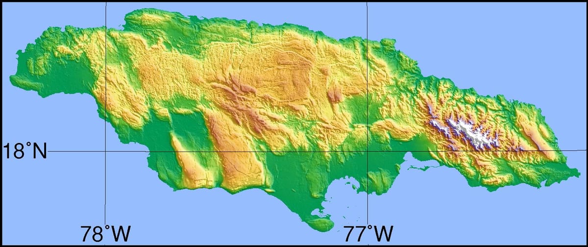 Peta topografi jamaika