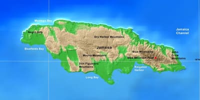 Peta dari jamaika pegunungan 
